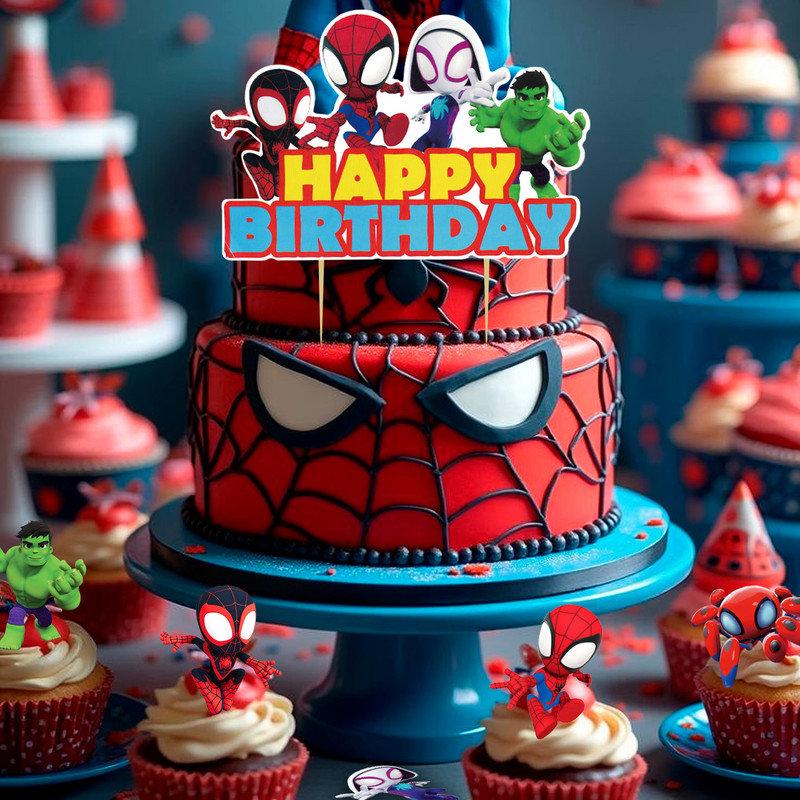 Ensemble de 30 fournitures de fête d'anniversaire Spidey and Friends, ensemble de décorations de fête pour enfants Spidey and Friends 