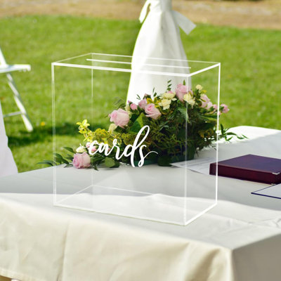 Boîte de carte de mariage en acrylique transparent avec fente, grandes boîtes-cadeaux vierges pour réception, fête, souhait