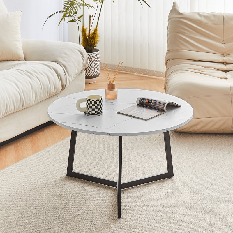 Brandey Frame Coffee Table, White, Marble
