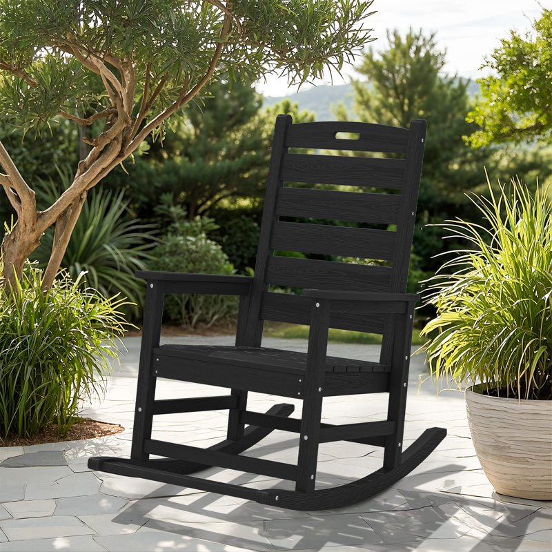 Chaise berçante en PEHD Adirondack, Noir