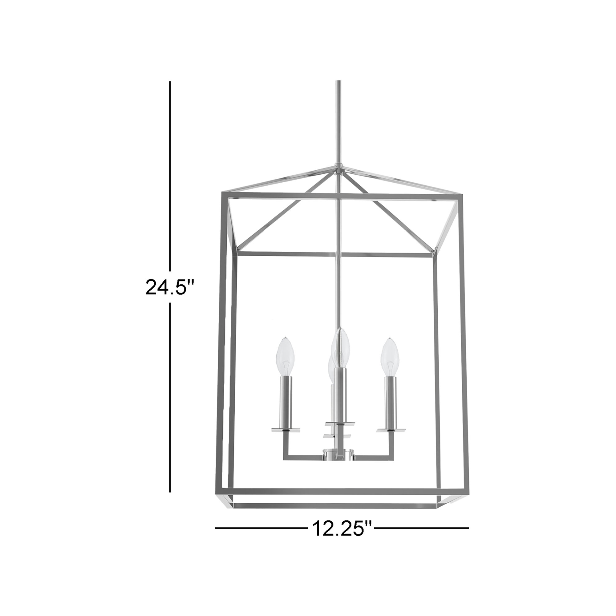 Ellis 4 - Light Metal Dimmable Lantern Chandelier, Chrome, 18.5" H x 12.25" W x 12.25" D, No