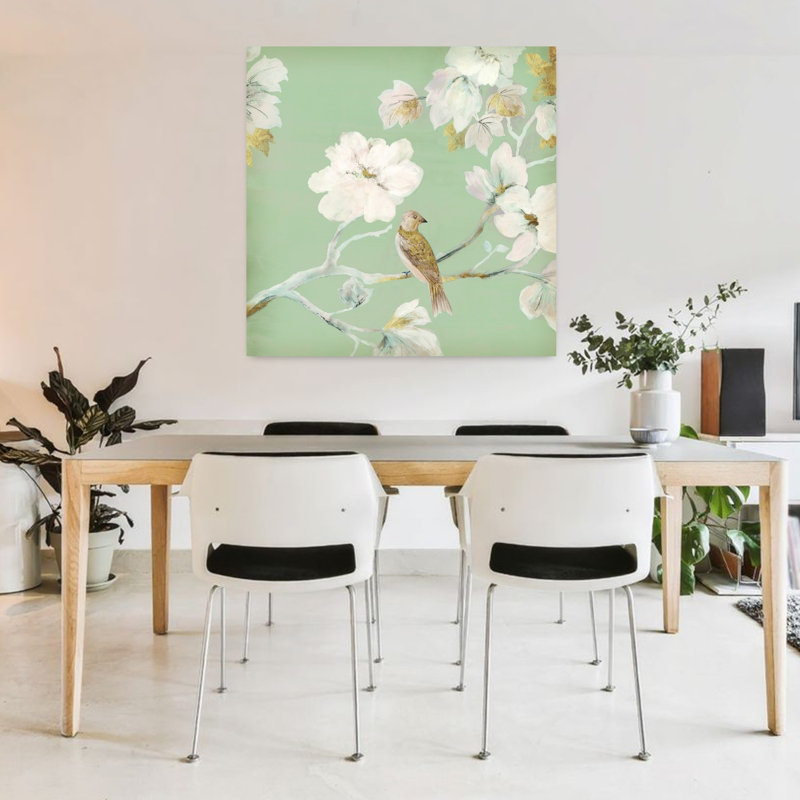 «Paradise Sound I Delicate Elegant Serene Bird», art floral, H 36 po x l 36 po