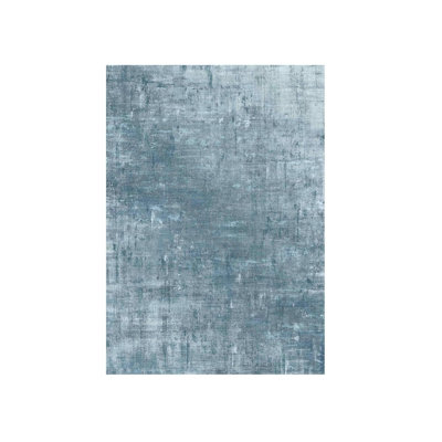 Distressed Blue Abstract Area Rug 5 x 7 Ft for Bedroom, Blue Gray
