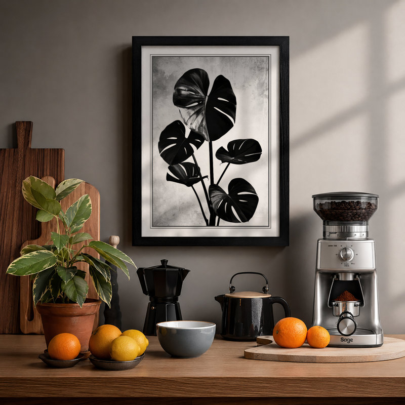 Divided Leaves Botanical - Print, Black, A4 - 29.7 x 21.0 cm