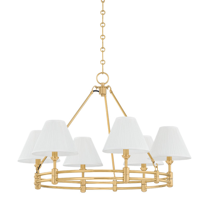 Howard Chandelier by Mark D. Sikes, 6 Lights, Antique Brass, 23" H x 32.75" W x 32.75" D