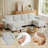 110" Modular Sectional Couches With Adjustable Backrest For Living Room, U Shaped Sectional Sofa With Storage Ottoman (White)-607850511