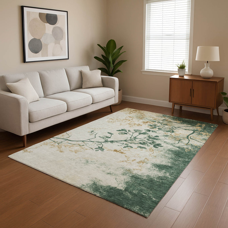 Premium Machine Washable Jacquez AMF1798 Floral Rug, Rectangle 5' x 7'6"