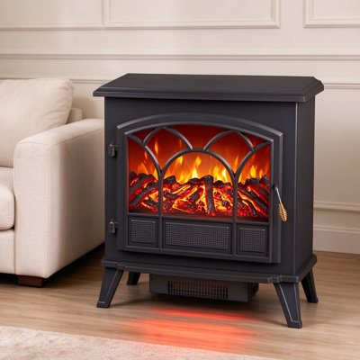 FXSGER 64 cm W Black Electric Fireplace