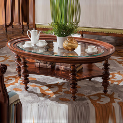 American-style carved solid wood coffee table