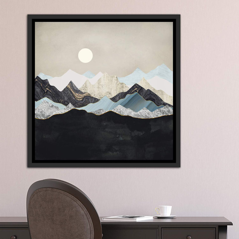 " Silent Dusk ", 37" H x 37" W x 1.5" D, Distressed Black Floater Framed