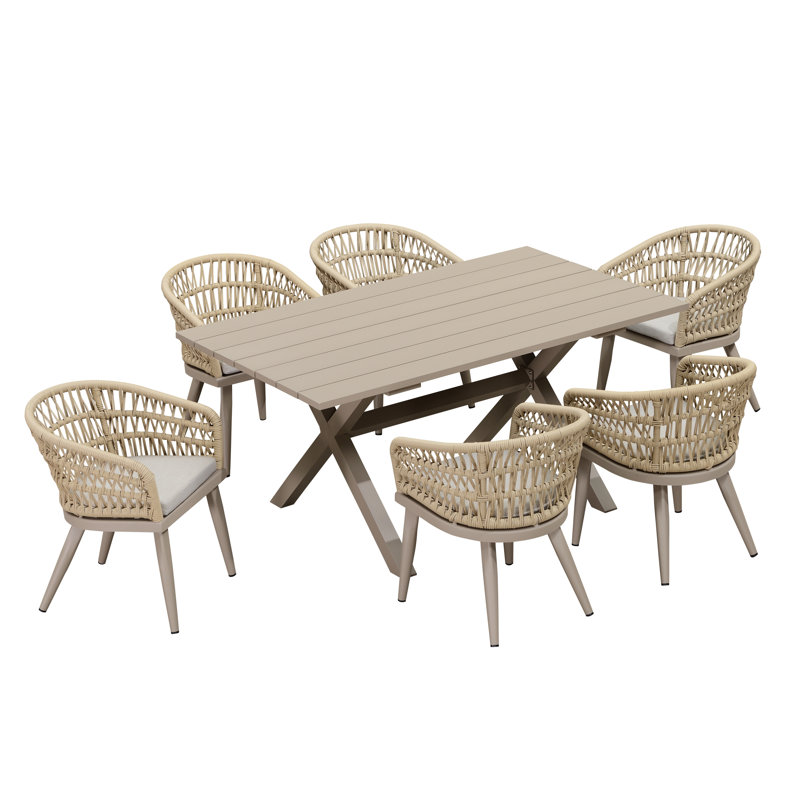 Patio Dining Set, 29.13" H x 62.99" W x 38.58" D, 6