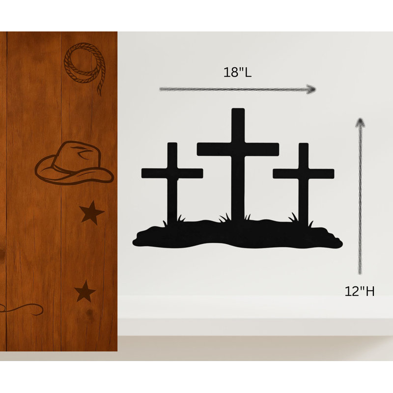 Croix de calvaire murale en métal