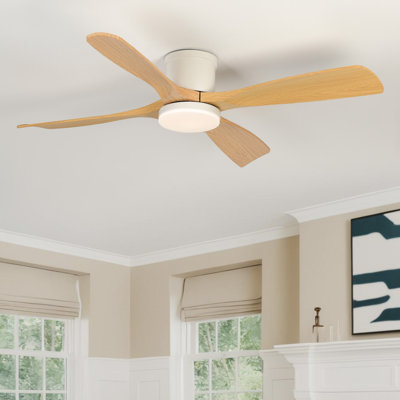 Karlena 54'' Plastic Blades Modern Ceiling Fan with Lights and Remote Control Dimmable 3 Colors 6-Speed Reversible Noiseless Motor