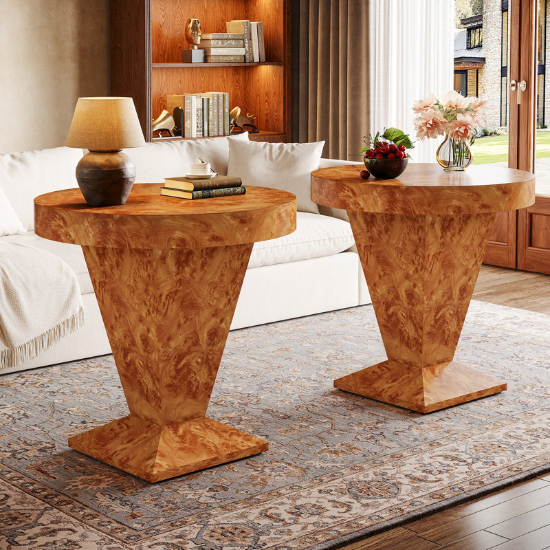 Table d'appoint ronde, table de bout à piédestal de 23,62 po