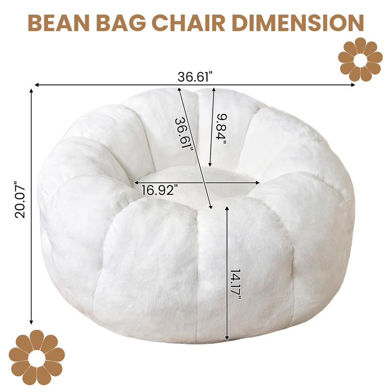 Fauteuils à billes pour adultes, Fausse fourrure blanche