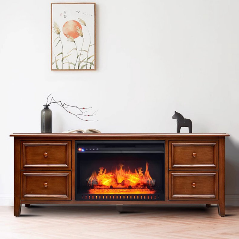Meuble télé American Country Fireplace, Brun