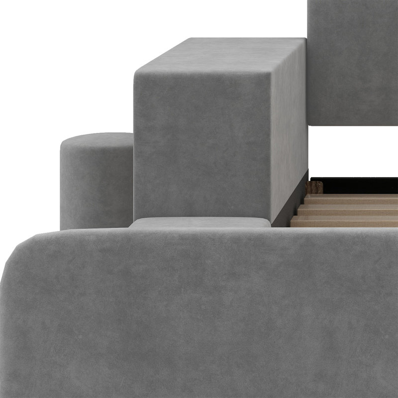Lit-bateau avec rangement Alberry, Gris