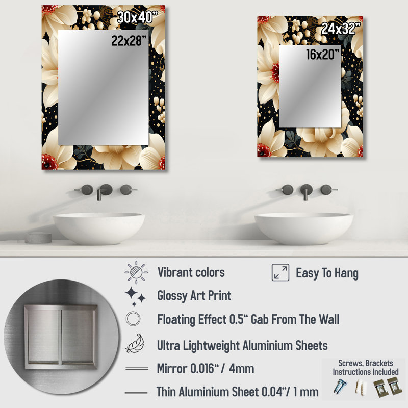 Motif à pois Hyde Victorian Elegance - miroir à pois, miroir mural moderne unique, impression d'art en métal, 40 po x 30 po