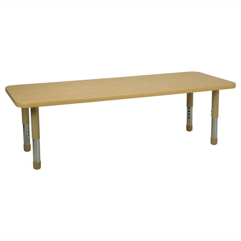 24" x 60" Rectangle T-Mould Activity Table with Adjustable Tiny Tot Legs, Beige, Beige, 18" H x 60" W x 24" D