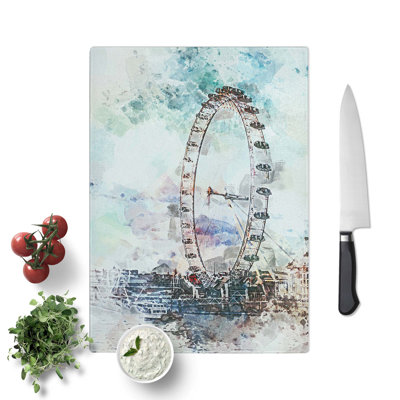 Tempered Glass The London Eye in Abstract Chopping Board