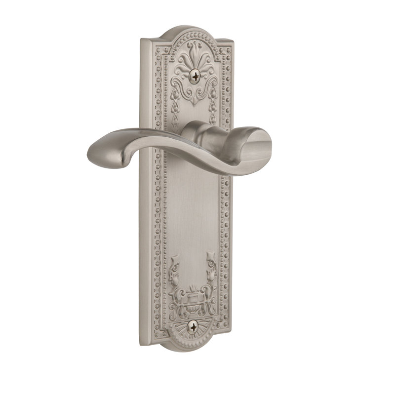 Grandeur Parthenon Plate Single Dummy with Portofino Lever, Satin Nickel, Left Handed
