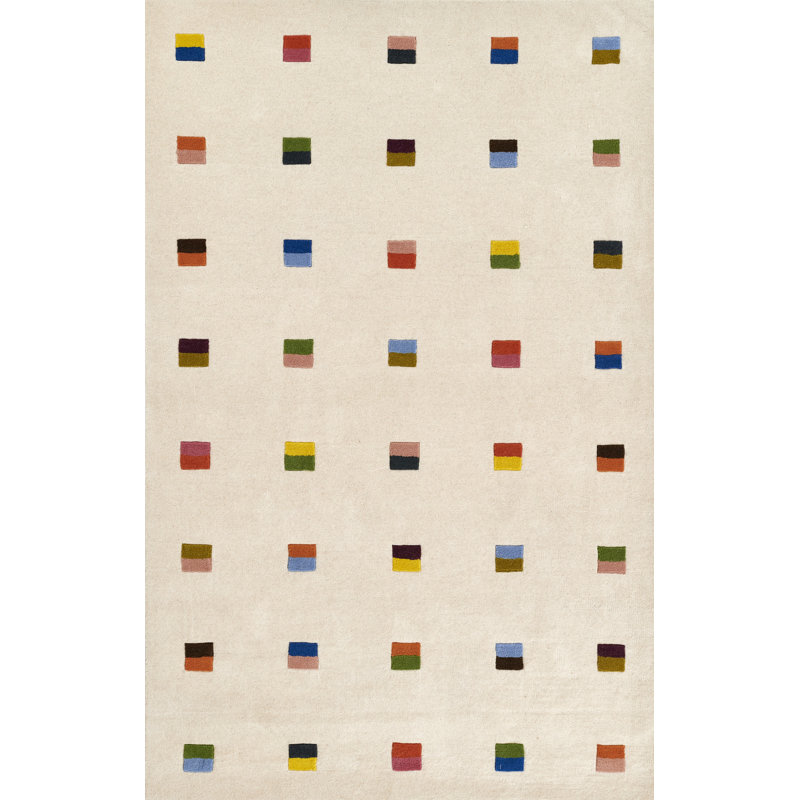 Tapis multicolore en laine touffeté à la main AllModern Form, Rectangle de 5 pi x 8 pi