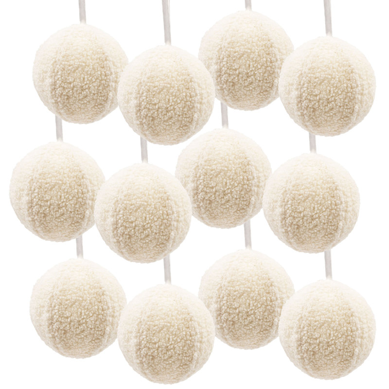 Ornement suspendu à boule, 12, Crème, H 3,9 po x l 3,9 po x P 3,9 po