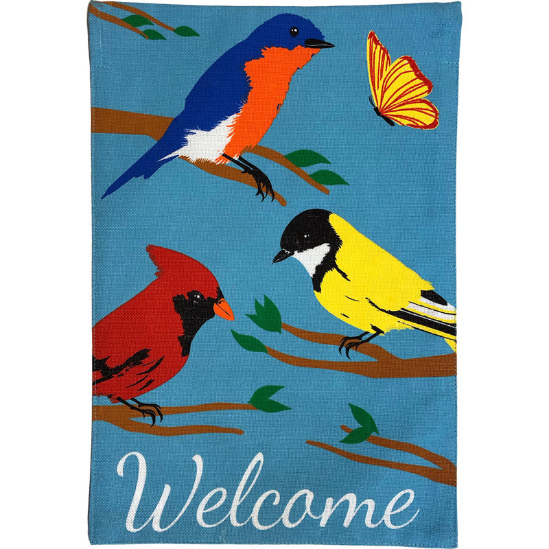 Wildbirds Spring Burlap Garden Flag