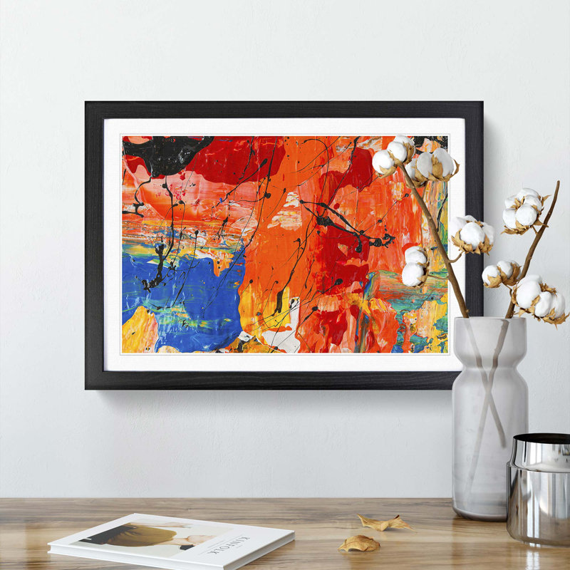 Abstract Art Painting Vol.183 by S.Johnson - Picture Frame Painting Print, 62cm H x 87cm W x 2cm D, Black Framed