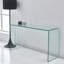 Console en verre, console en verre trempé transparent avec bureaux à bords arrondis, table de canapé