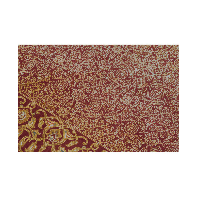 Wool Oriental Area Rug in Wine/Gold