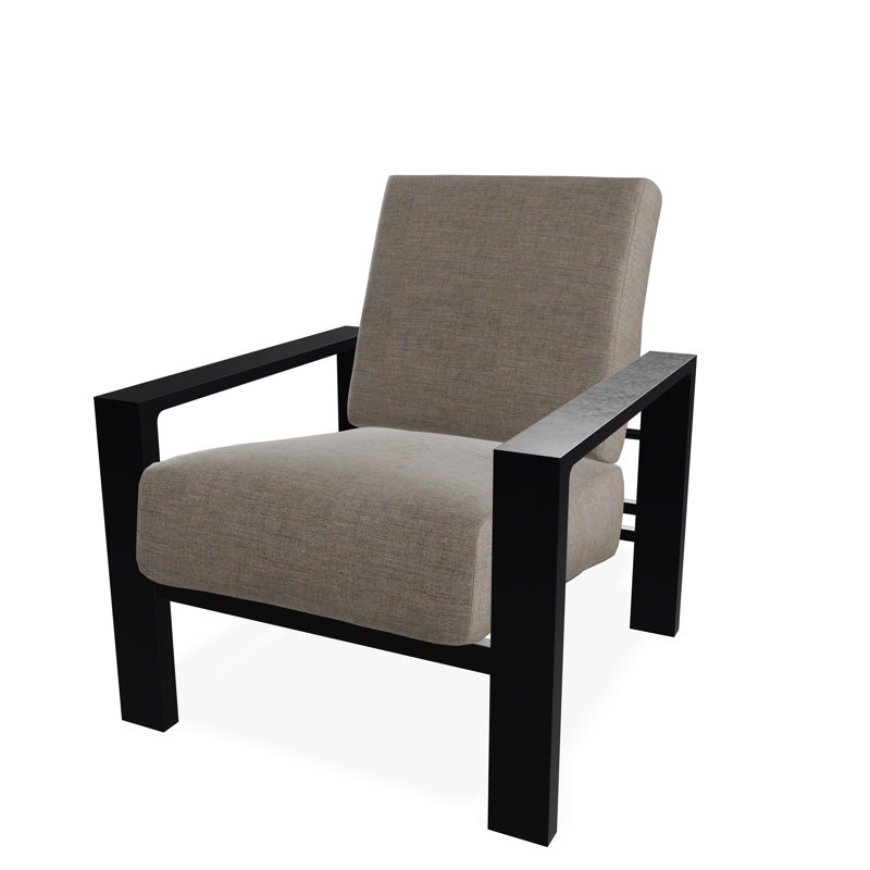 Chaise avec accoudoirs à coussin profond Larssen, Noir, Tissage uni cendre coulée Sunbrella®