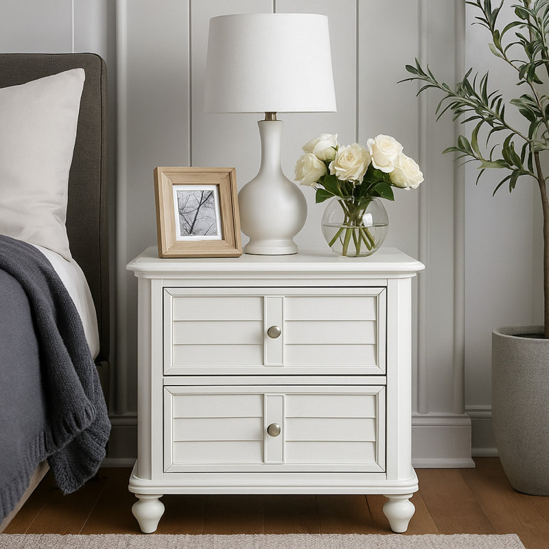  Nightstand, 2 Drawers, Classic Antique  28 Inch