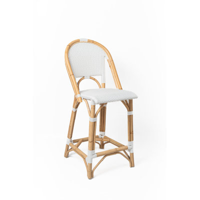 Tabouret de bar moderne en rotin avec dossier incurvé de style bistro Manau