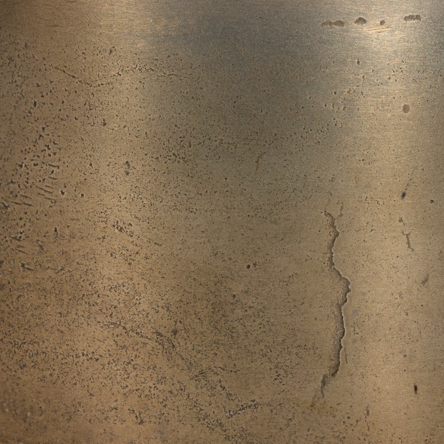 20" Genuine Marble End Table, Creamy Taupe Marble, Aged Bronze