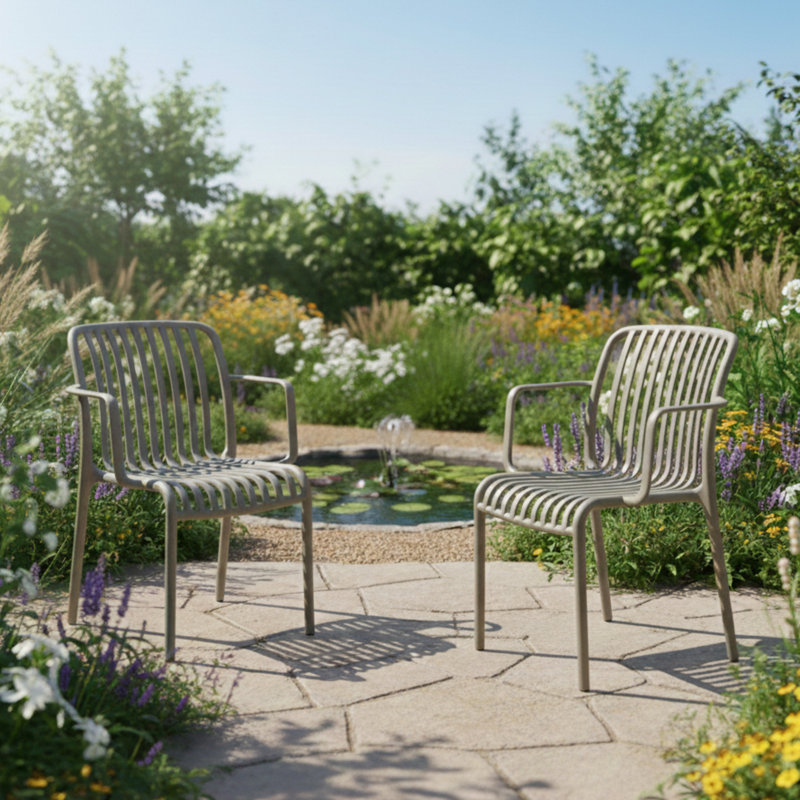 Badi Stacking Patio Dining Armchair, Gray
