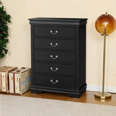 Solid Wood Storage Chest with Dovetail Drawers, Bracket Base Dresser for Bedroom Organization