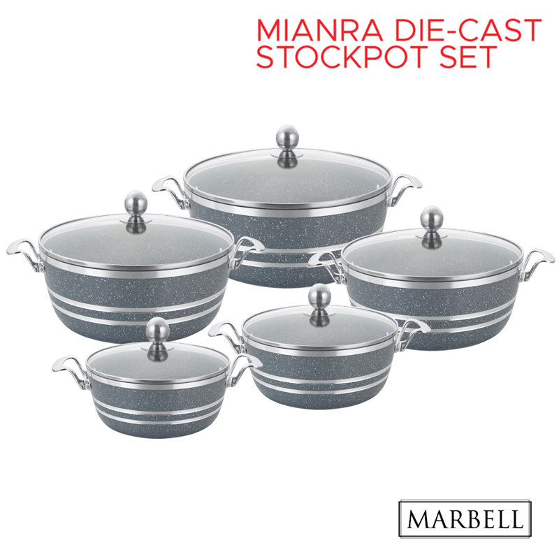 Mianra 10 - Piece Non-Stick Cookware Set, Grey