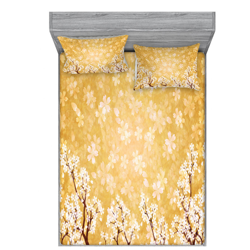 Microfiber Floral Sheet Set, Full Sheet Set with Pillowcase