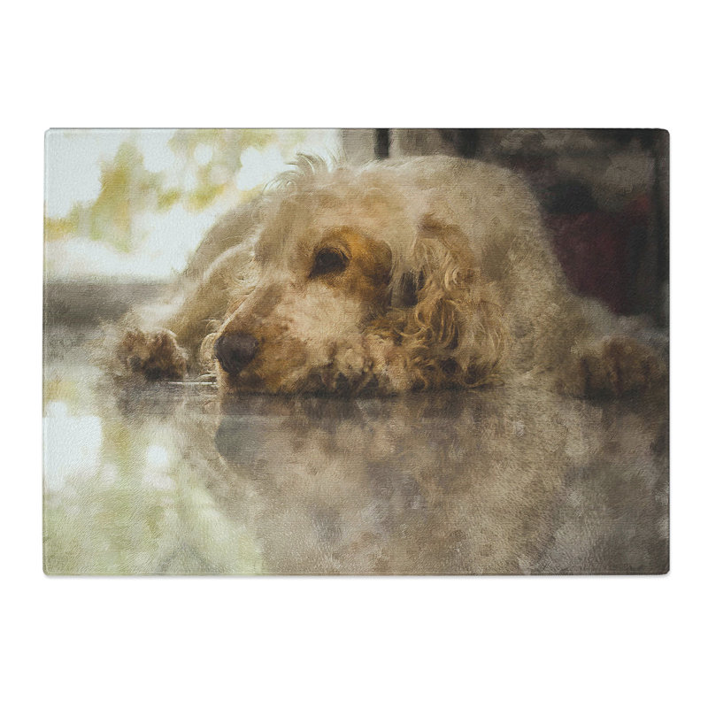 Cocker Spaniel Dog Painting Chopping Board, 0.4cm H x 28.5cm W x 39cm L