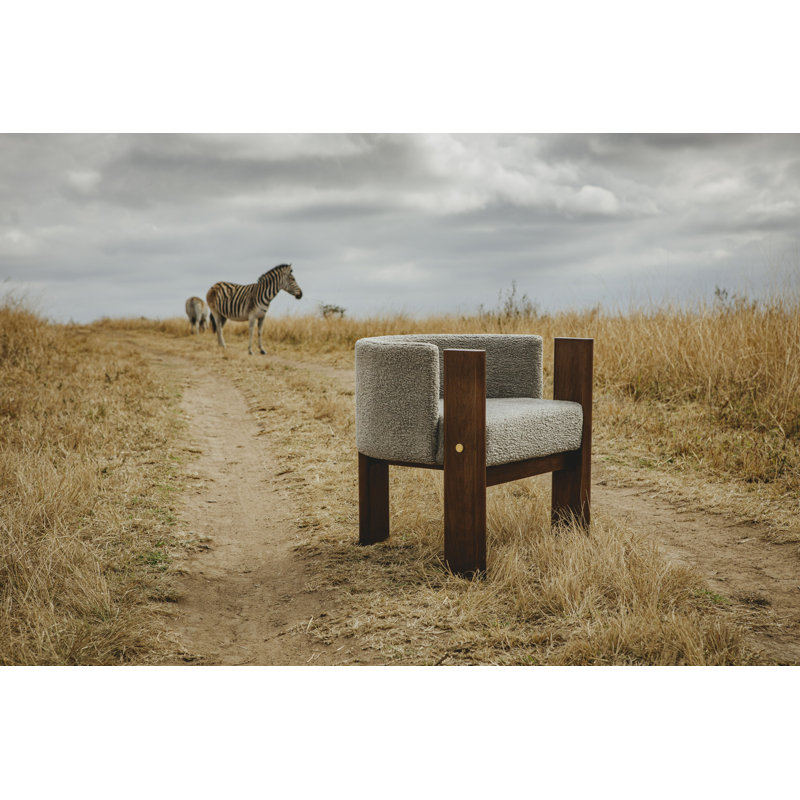 Egg Designs Boucle & Walnut Occasional Chair, White