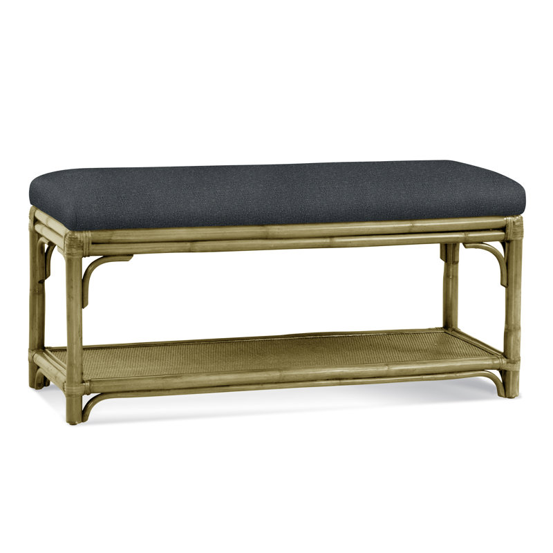Banc de rangement en osier Summer Retreat, Laiton, Performance Crypton bleu marine; 0822-61