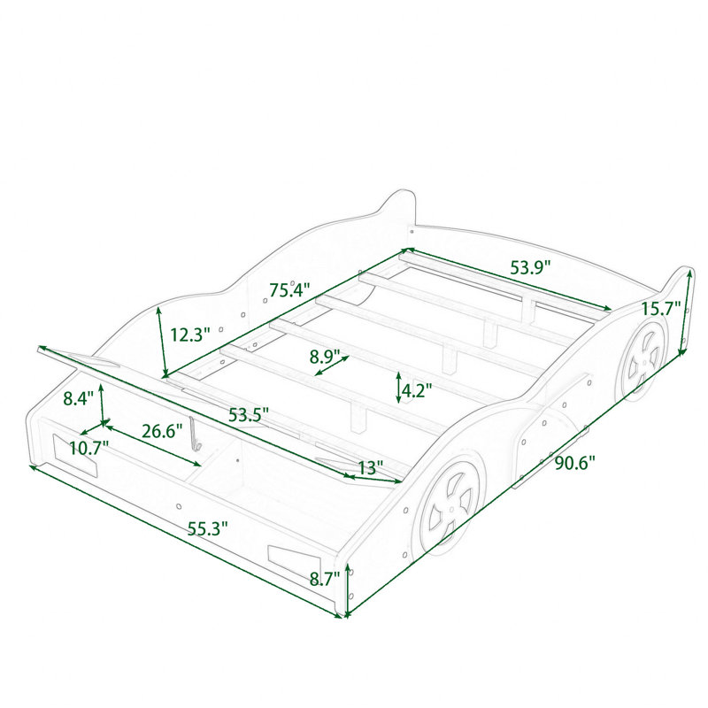 Akkie Platform Storage Bed, Dark Blue
