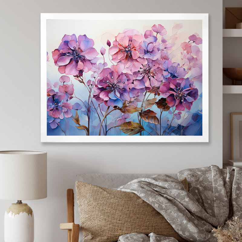 «Rose et mauve», impression sur toile, Cadre simple blanc, H 16 po x l 32 po x P 1 po
