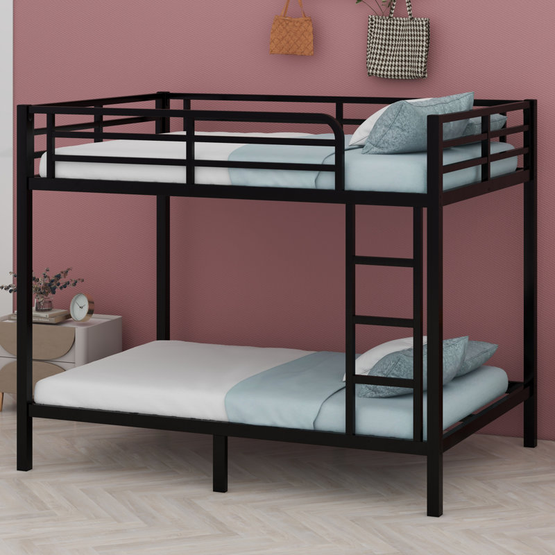 Metal Bunk Bed For Teens And Adults, Full XL Over Full XL, Black