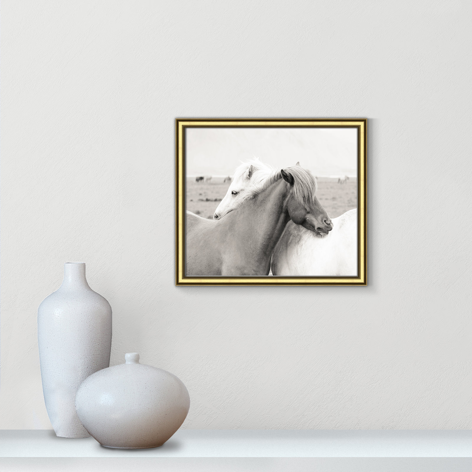 Melanie "Icelandic Meadow Horses" Print, 14.25" H x 16.25" W x 0.88" D, Gold Framed