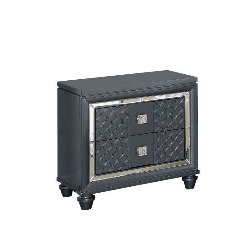 Table de chevet 2 tiroirs Mian, Gris