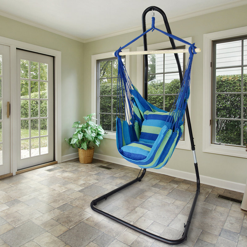 Sorbus Hammock Chair With Stand Adjustable in Blue