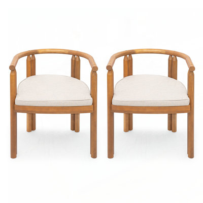Ensemble de 2 chaises de salle à manger en bois d'acacia avec accoudoirs, conception ergonomique pour le confort et la durabilité, parfait pour l'extérieur