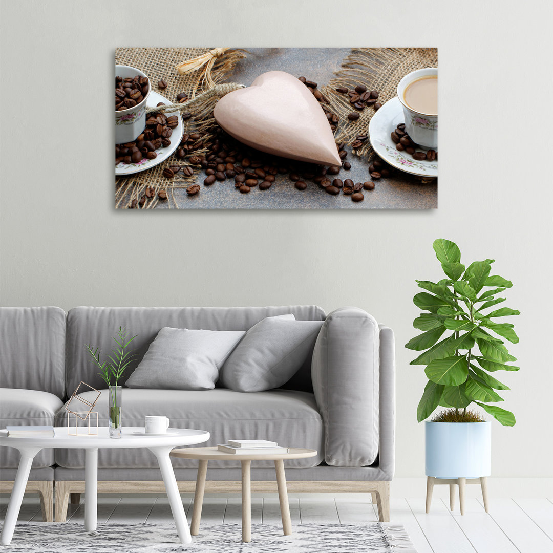 Leinwanddruck - Wandkunst - Drucke auf Leinwand - 100X50 Bildmotiv: Kaffee mit Milch